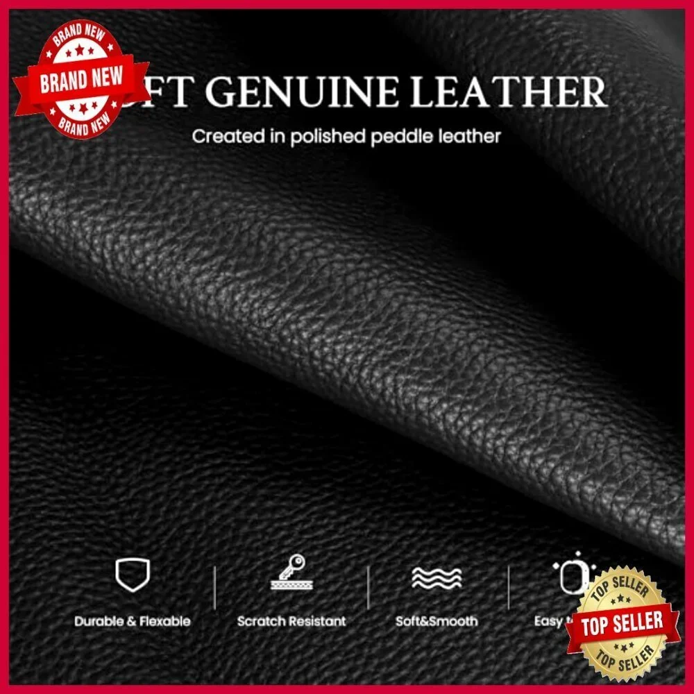 Genuine Leather Satchel Tote with Triple Pockets, Adjustable Crossbody Strap
